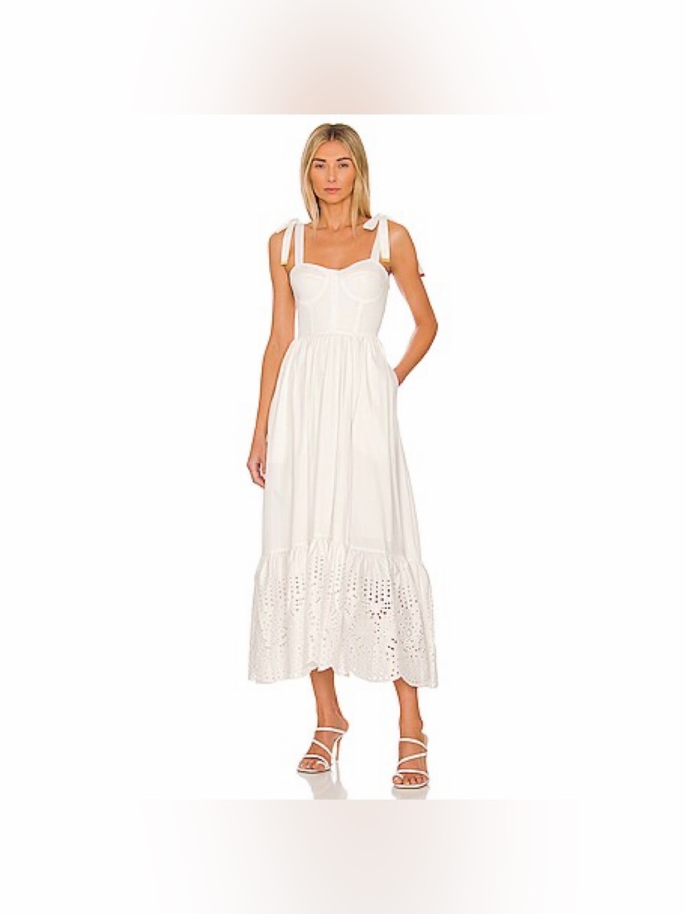 Karina Grimaldi Rio Corset Broderie Anglaise Tie Strap Maxi Dress - Picture 7 of 7